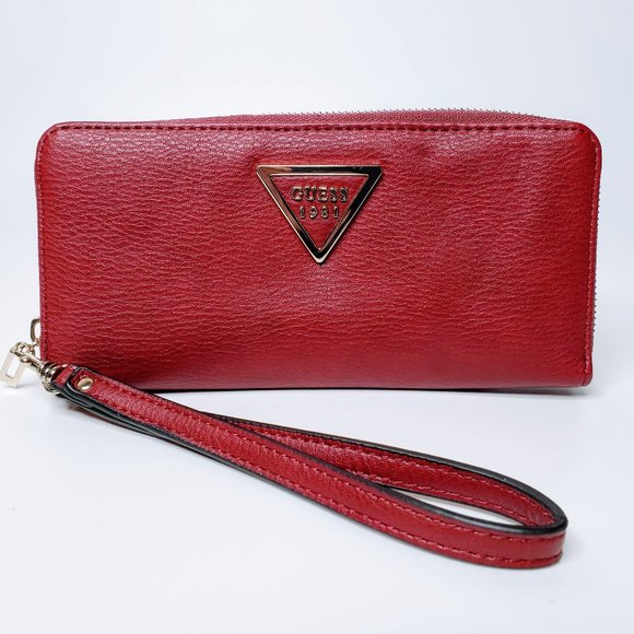 Guess Handbags - Guess 1981 Logo Red Zip Around Clutch Wallet